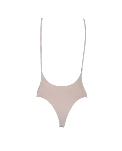 OFF-WHITE Straight Neckline Sleek Bodysuit Beige