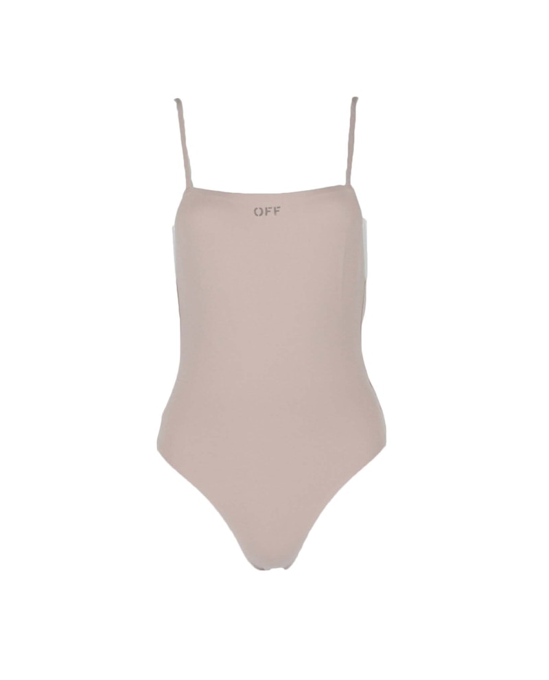 OFF-WHITE Straight Neckline Sleek Bodysuit Beige