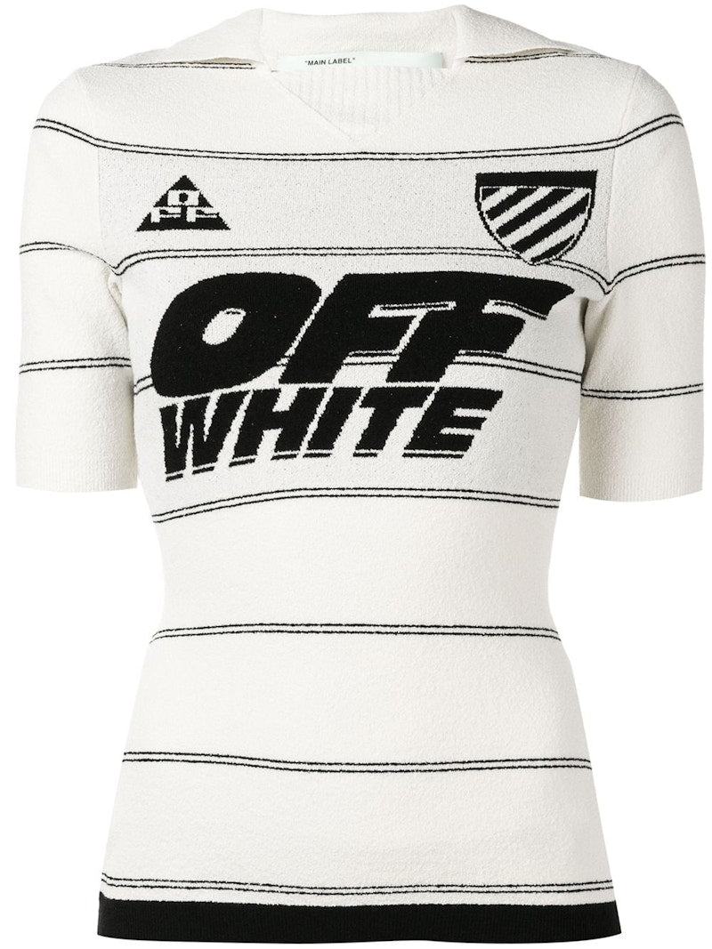 OFF-WHITE Stripe Knit Tight Polo Top White/Black