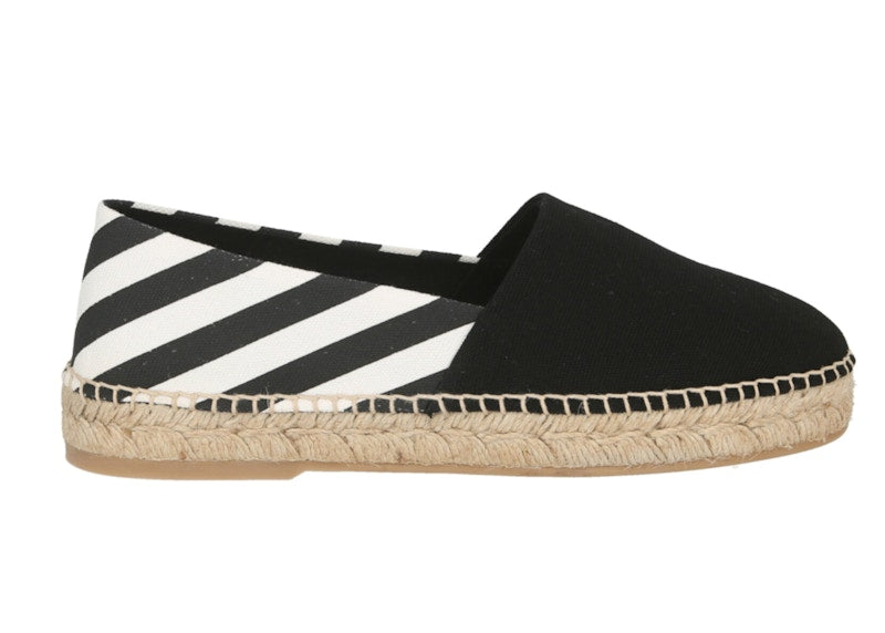 OFF-WHITE Striped Canvas Espadrilles Black White (Women's)