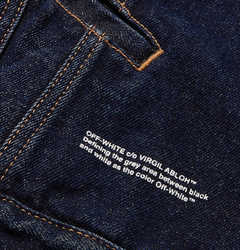 OFF-WHITE Striped Denim Jacket Dark Blue/White