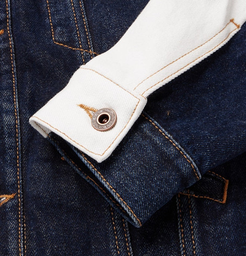 OFF-WHITE Striped Denim Jacket Dark Blue/White