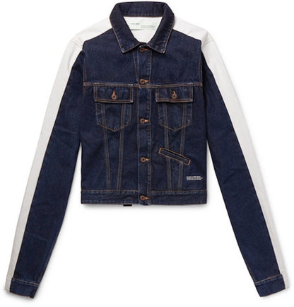 OFF-WHITE Striped Denim Jacket Dark Blue/White