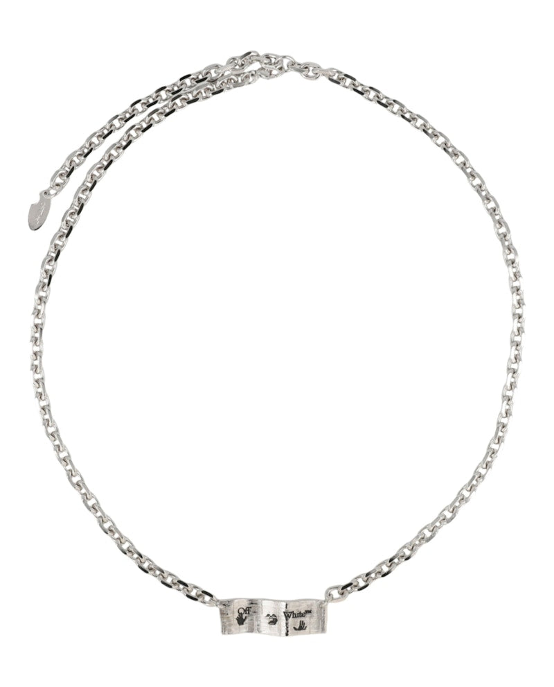 OFF-WHITE Swimming Logo Necklace Silver