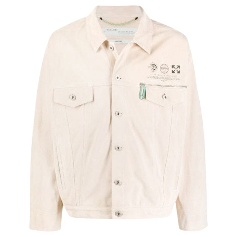 OFF-WHITE Taft Point Leather Jacket Sand/Black