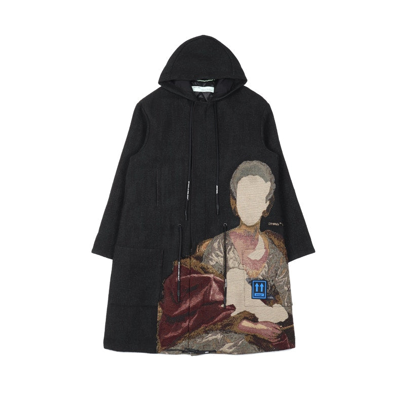 OFF-WHITE Tapestry Parka Coat Black
