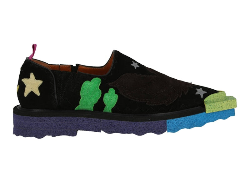 OFF-WHITE Texan Leather Platform Dress Shoes Black Green