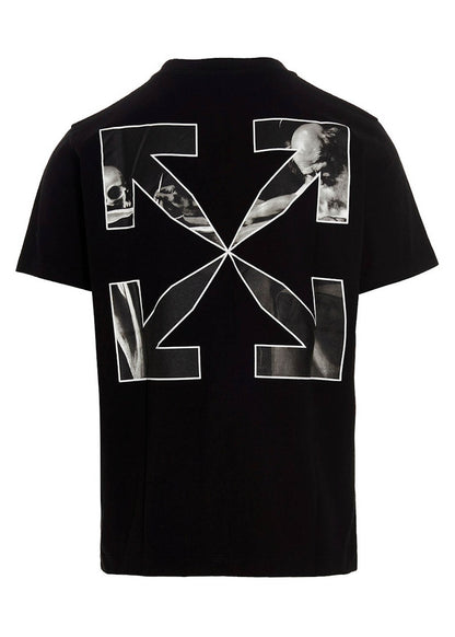 OFF-WHITE Text Logo Caravaggio Saint Jerome Writing Arrows Slim Fit T-Shirt Black/White