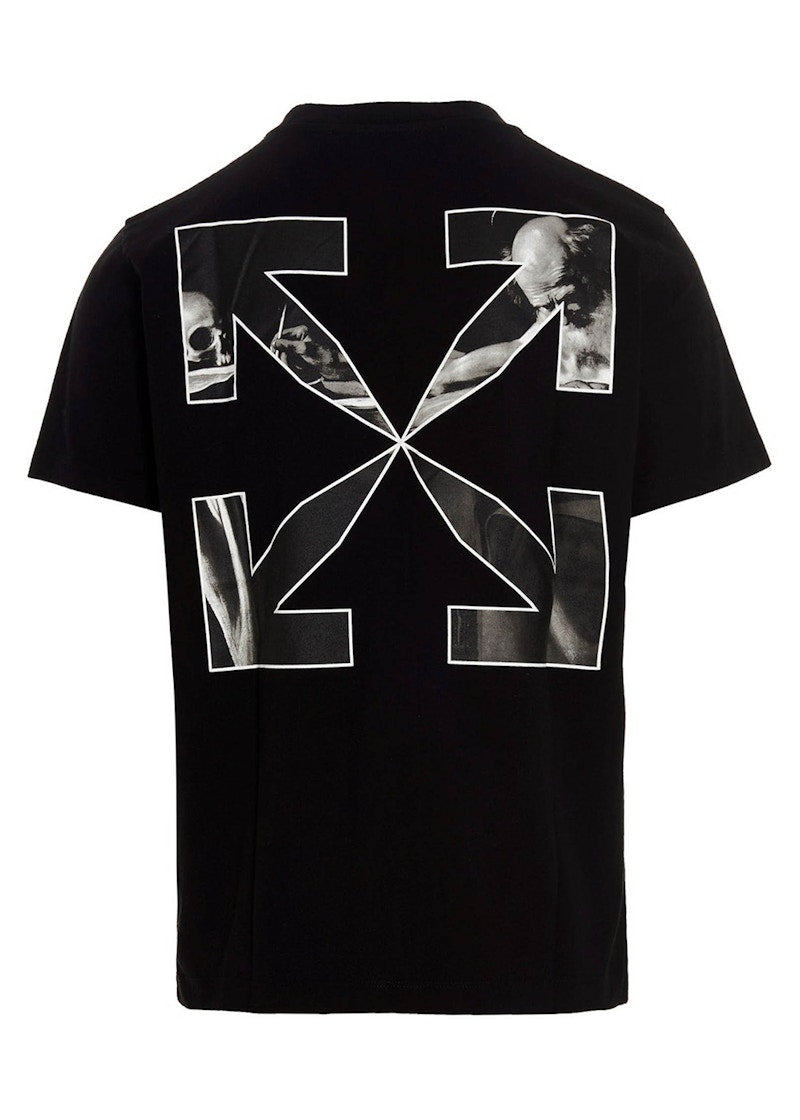 OFF-WHITE Text Logo Caravaggio Saint Jerome Writing Arrows Slim Fit T-Shirt Black/White
