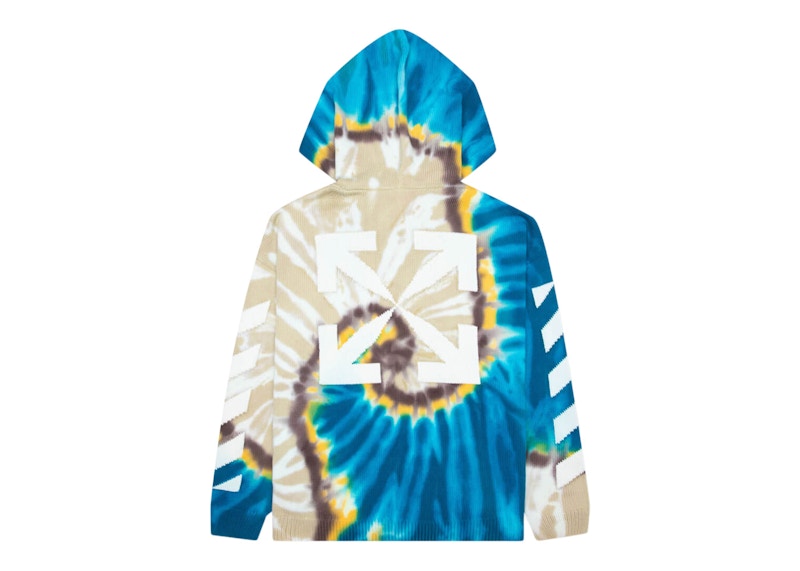 OFF-WHITE Tie Dye Knit Hoodie Bone/Blue/White
