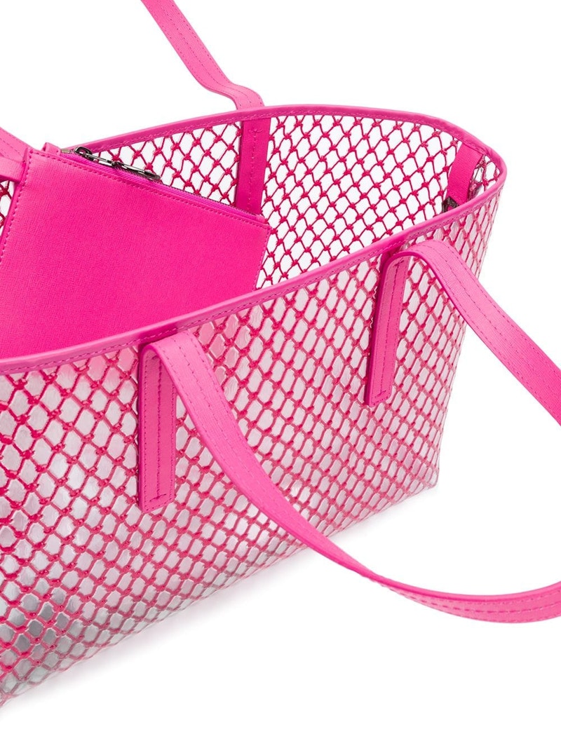 OFF-WHITE Tote Transparent Mesh Fuchsia