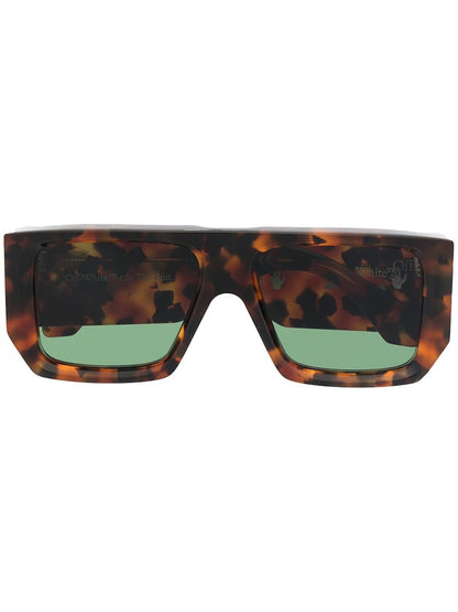 OFF-WHITE Tropez Rectangular Frame Sunglasses Havana Brown/Green/White (OMRI013S21PLA0016055)