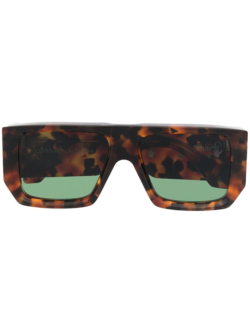 OFF-WHITE Tropez Rectangular Frame Sunglasses Havana Brown/Green/White (OMRI013S21PLA0016055)