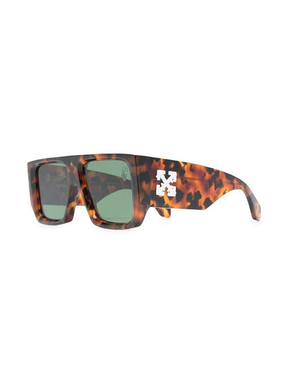 OFF-WHITE Tropez Rectangular Frame Sunglasses Havana Brown/Green/White (OMRI013S21PLA0016055)