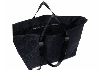 OFF-WHITE Virgil Abloh Black Monogram Embroidered Logo Tote Bag Black