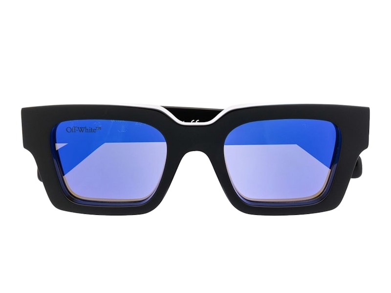 OFF-WHITE Virgil Rectangle Frame (15cm) Sunglasses Black/White/Blue (OERI033S22PLA0011045)
