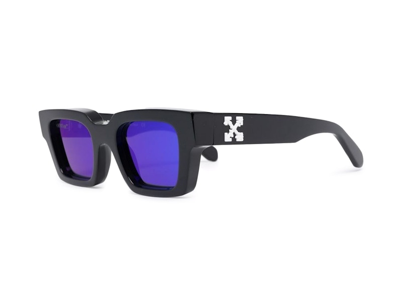 OFF-WHITE Virgil Rectangle Frame Sunglasses Black/White/Blue (OERI022S22PLA0011045)