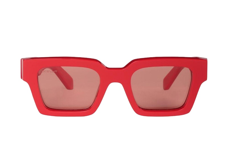 OFF-WHITE Virgil Square Frame Arrows Plaque Sunglasses Red/White/Red Tint (OMRI002S209040202000)