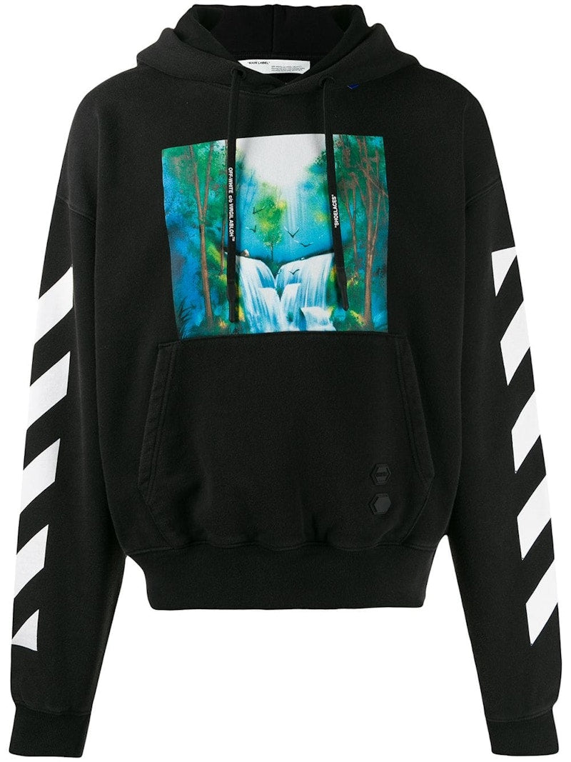 OFF-WHITE Waterfall Diagonal Hoodie Black
