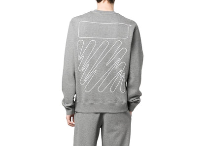 OFF-WHITE Wave Outl Diag Slim Crewneck Grey/White