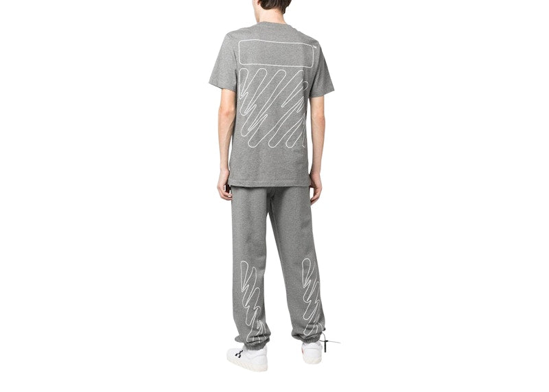 OFF-WHITE Wave Outl Diag Slim S/S Tee Grey/White