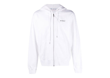 OFF-WHITE Wave Outl Diagonal Slim Zip Hoodie White/Black