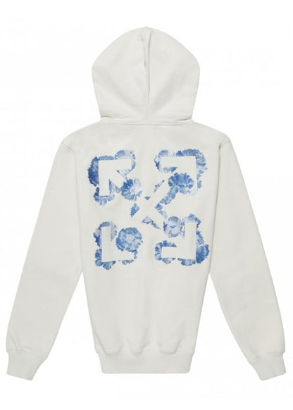 OFF-WHITE Womens Floral Arrows Hooded Sweatshirt White Blue
