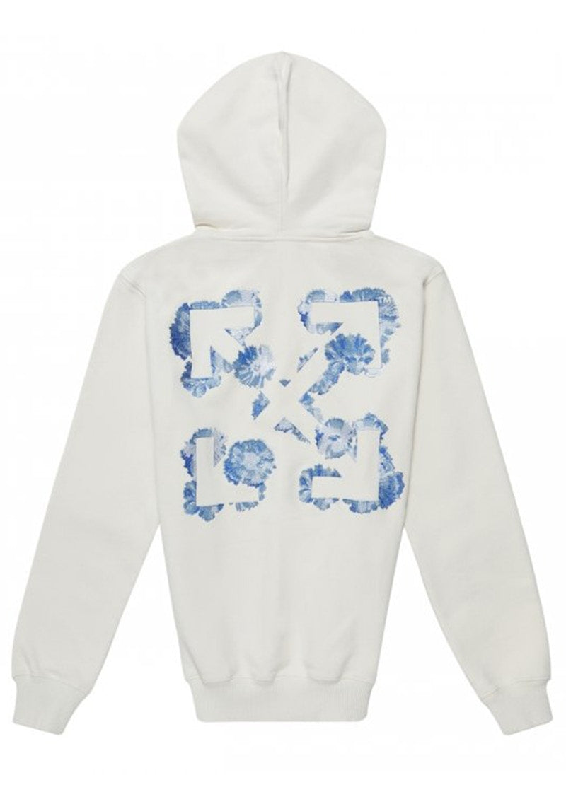OFF-WHITE Womens Floral Arrows Hooded Sweatshirt White Blue