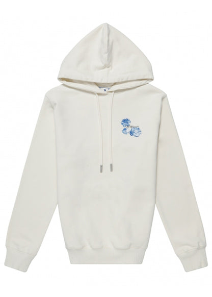 OFF-WHITE Womens Floral Arrows Hooded Sweatshirt White Blue