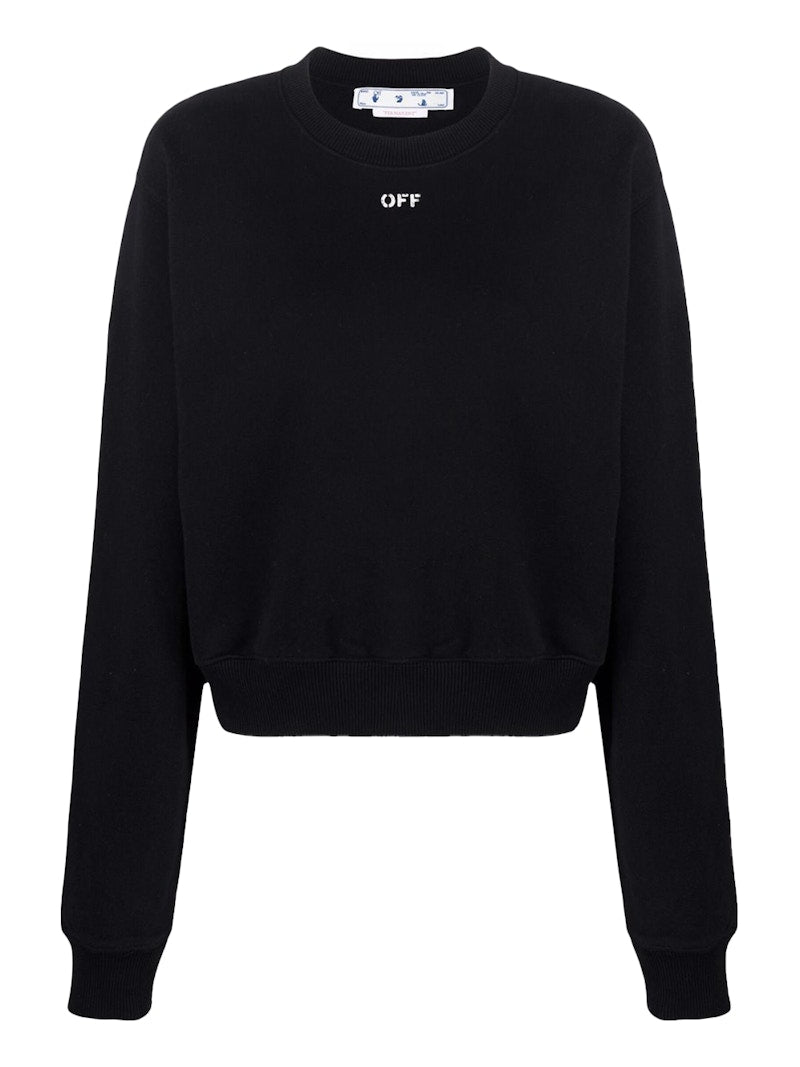 OFF-WHITE Women's OFF-Stamped Cropped Sweatshirt Black/White
