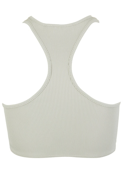 OFF-WHITE Womens Off Logo Print Ribbed Vest Grey