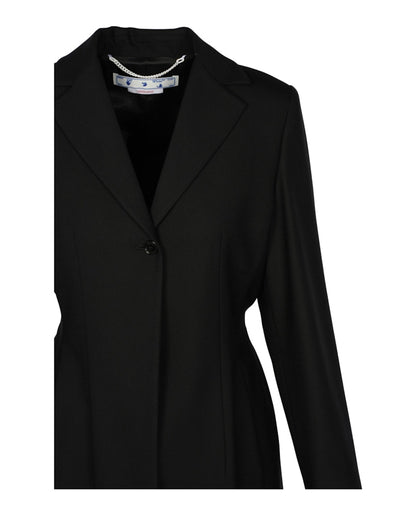 OFF-WHITE Wool Blend Relaxed Fit Blazer Black