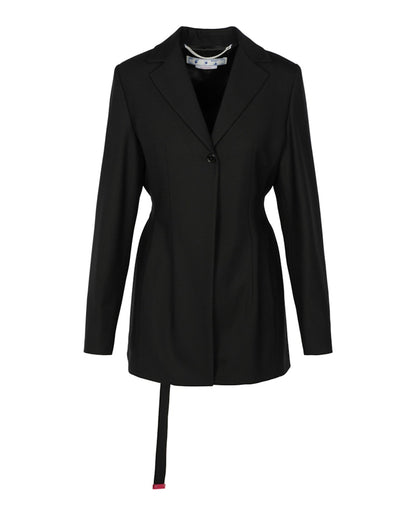 OFF-WHITE Wool Blend Relaxed Fit Blazer Black
