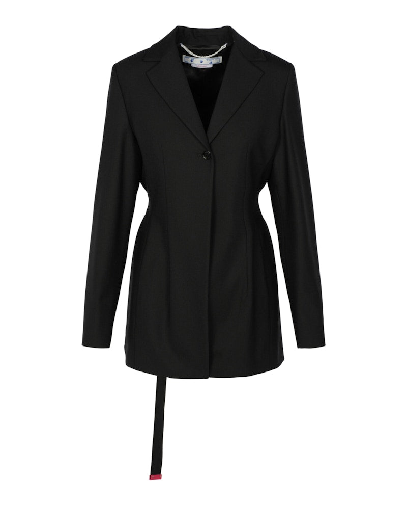 OFF-WHITE Wool Blend Relaxed Fit Blazer Black