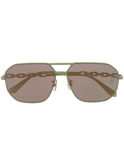 OFF-WHITE Wright Aviator Sunglasses Scarabeo Green/Gold (OMRI007F20MET0015500)