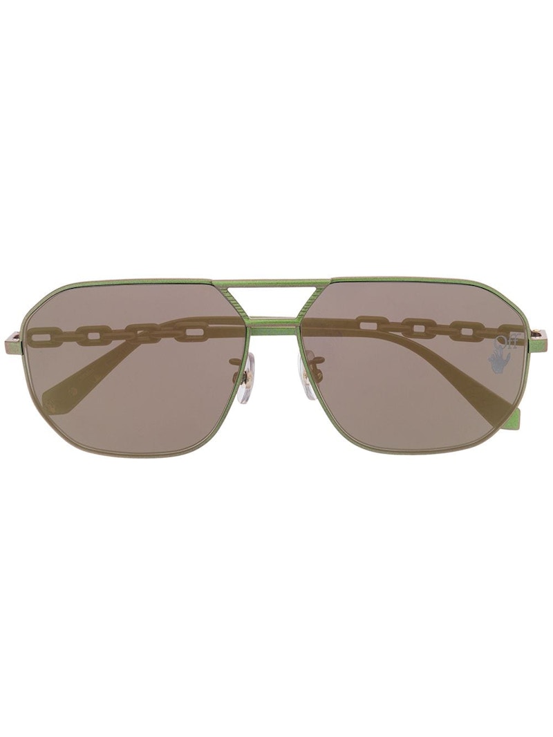 OFF-WHITE Wright Aviator Sunglasses Scarabeo Green/Gold (OMRI007F20MET0015500)