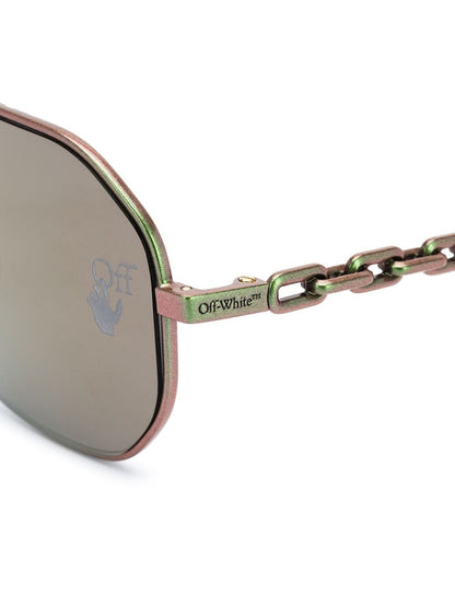 OFF-WHITE Wright Aviator Sunglasses Scarabeo Green/Gold (OMRI007F20MET0015500)