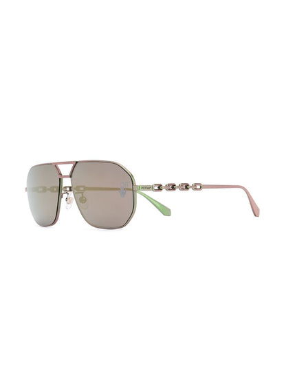 OFF-WHITE Wright Aviator Sunglasses Scarabeo Green/Gold (OMRI007F20MET0015500)