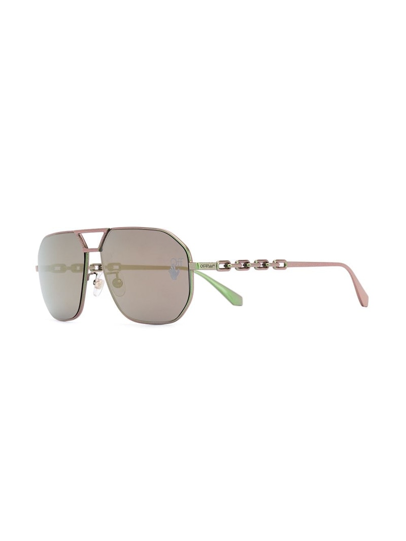 OFF-WHITE Wright Aviator Sunglasses Scarabeo Green/Gold (OMRI007F20MET0015500)