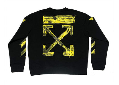 OFF-WHITE Yellow Acrylic Arrow Logo Crewneck Black