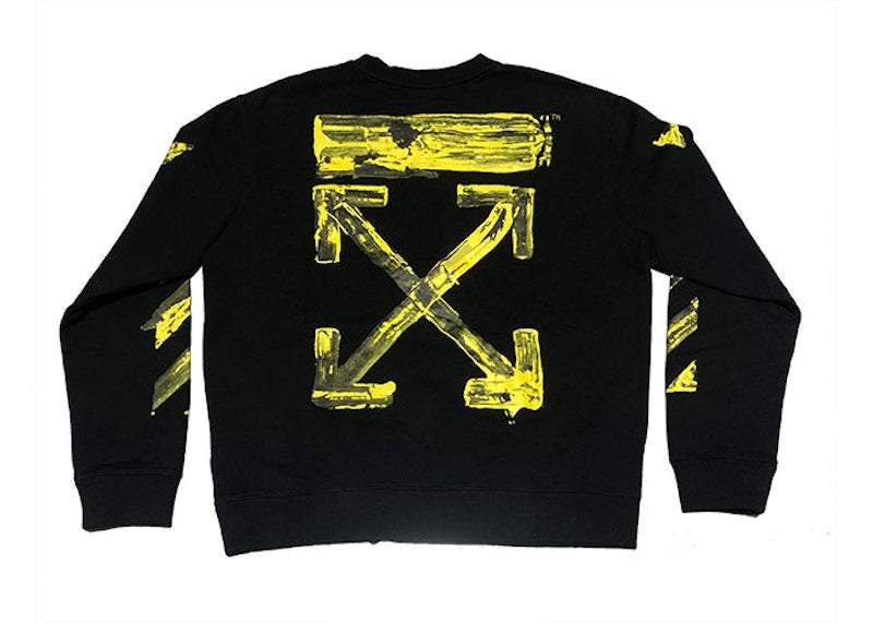 OFF-WHITE Yellow Acrylic Arrow Logo Crewneck Black