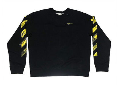 OFF-WHITE Yellow Acrylic Arrow Logo Crewneck Black