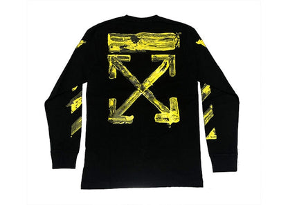 OFF-WHITE Yellow Acrylic Arrow Logo L/S Tee Black