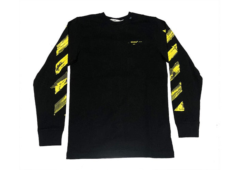 OFF-WHITE Yellow Acrylic Arrow Logo L/S Tee Black
