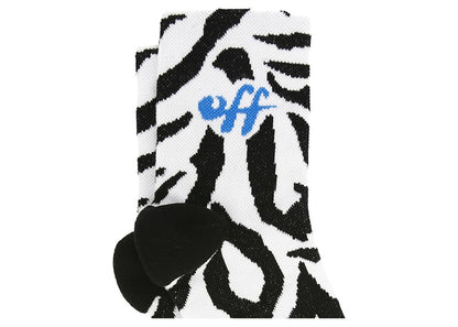 OFF-WHITE Zebra Logo Crew Socks White/Black