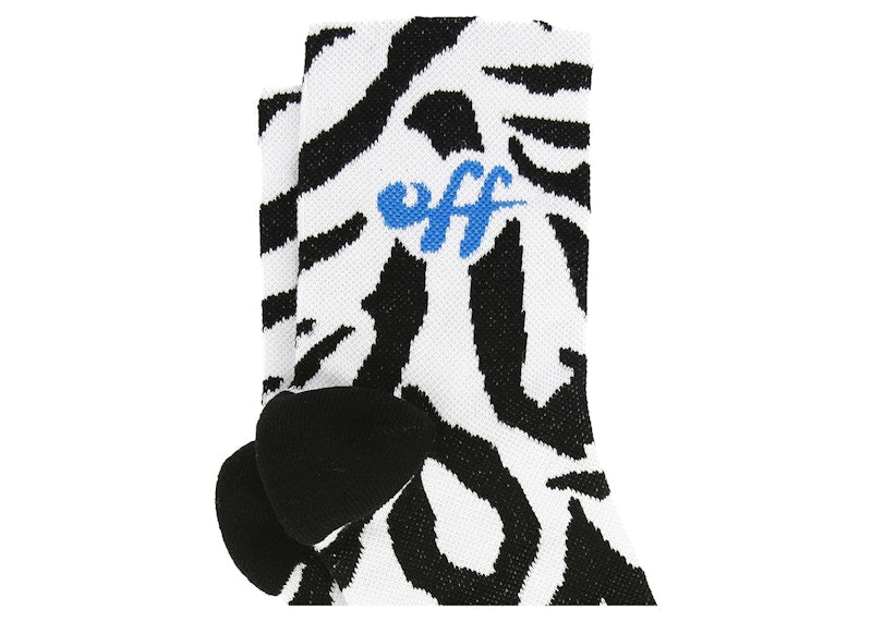 OFF-WHITE Zebra Logo Crew Socks White/Black