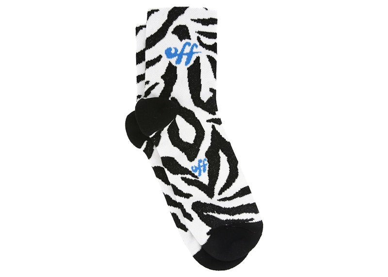 OFF-WHITE Zebra Logo Crew Socks White/Black