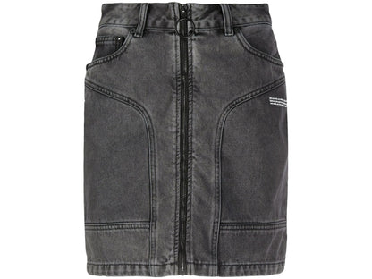 OFF-WHITE Zip Front Denim Skirt Dark Grey