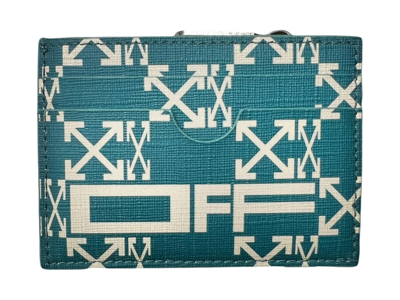 OFF-WHITE Zipped Monogram Card Case Green