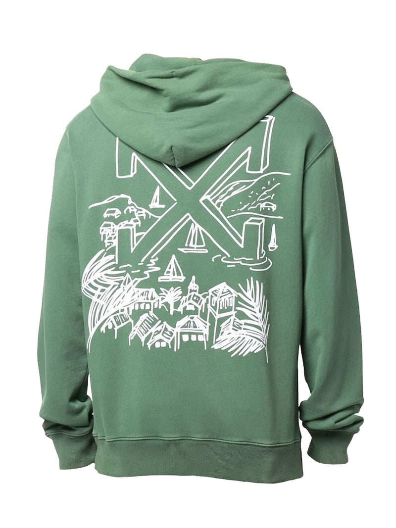 OFF-WHITE x Eden Rock St. Barths Arrows Motif Print Hoodie Green/White